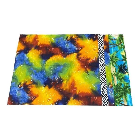 Handmade Other - Handmade Tie Dyed Zebra Tropical Print Pillowcase Standard Beach Decor Nautical